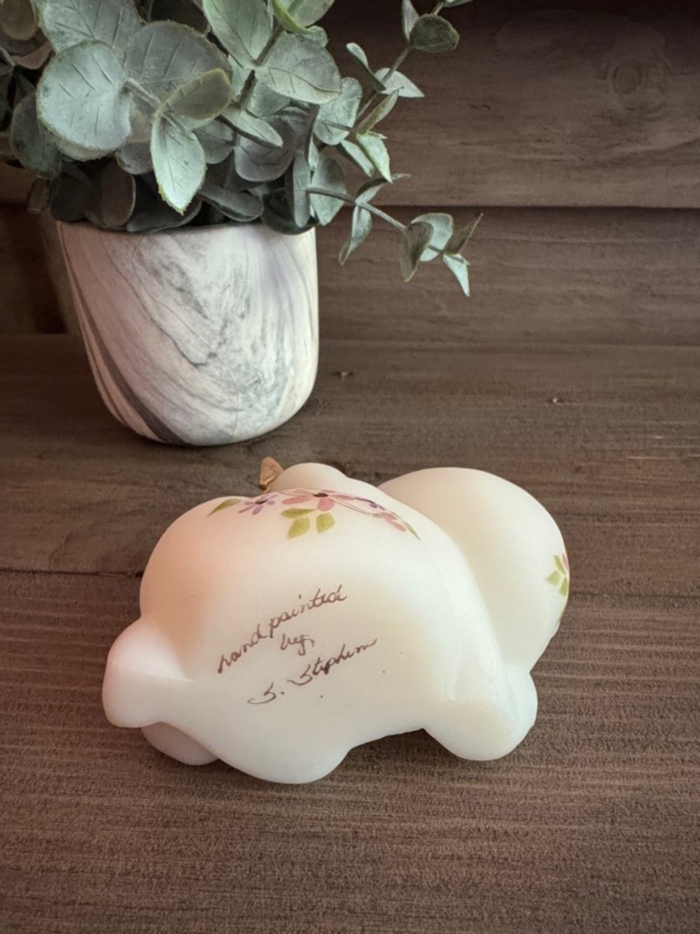Vintage Fenton Art Satin Glass Butterfly Bear - Picture 7 of 7